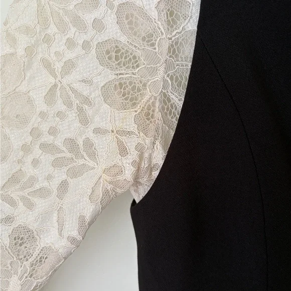 Sandro Nita Black Cream Lace Long Sleeve Dress - Picture 10 of 11